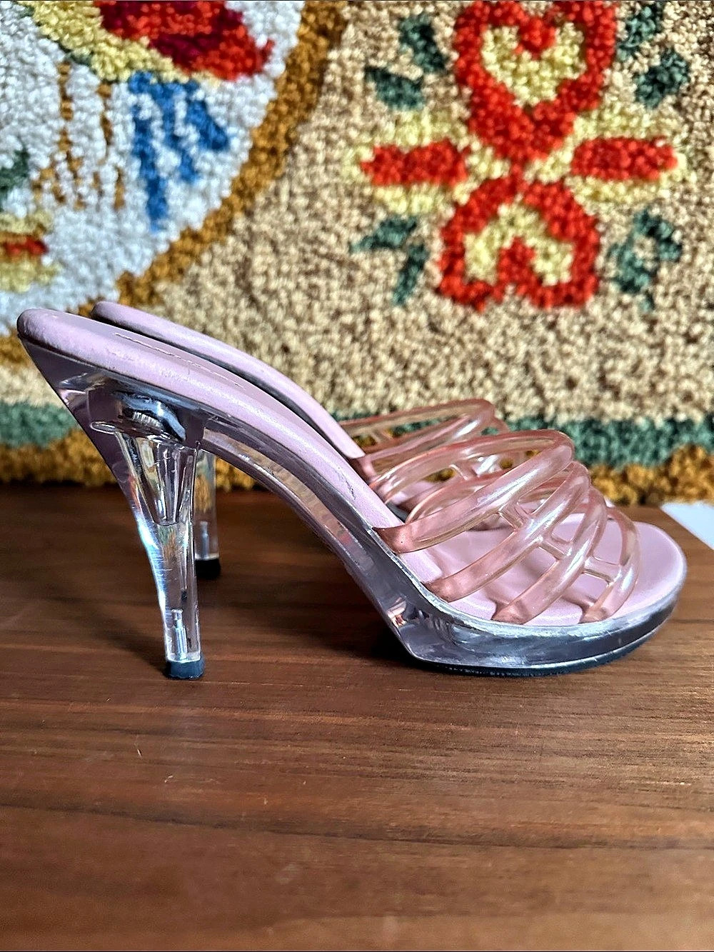 Pink Jelly Flashing Light Pink Strap Heels Size 9 - Picture 3 of 6